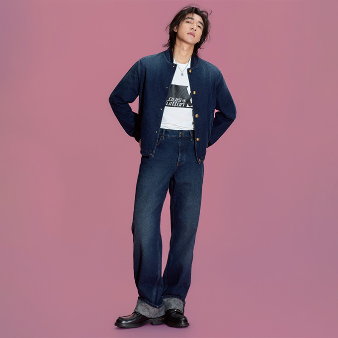 lv louis vuitton monogram cuffed denim jeans